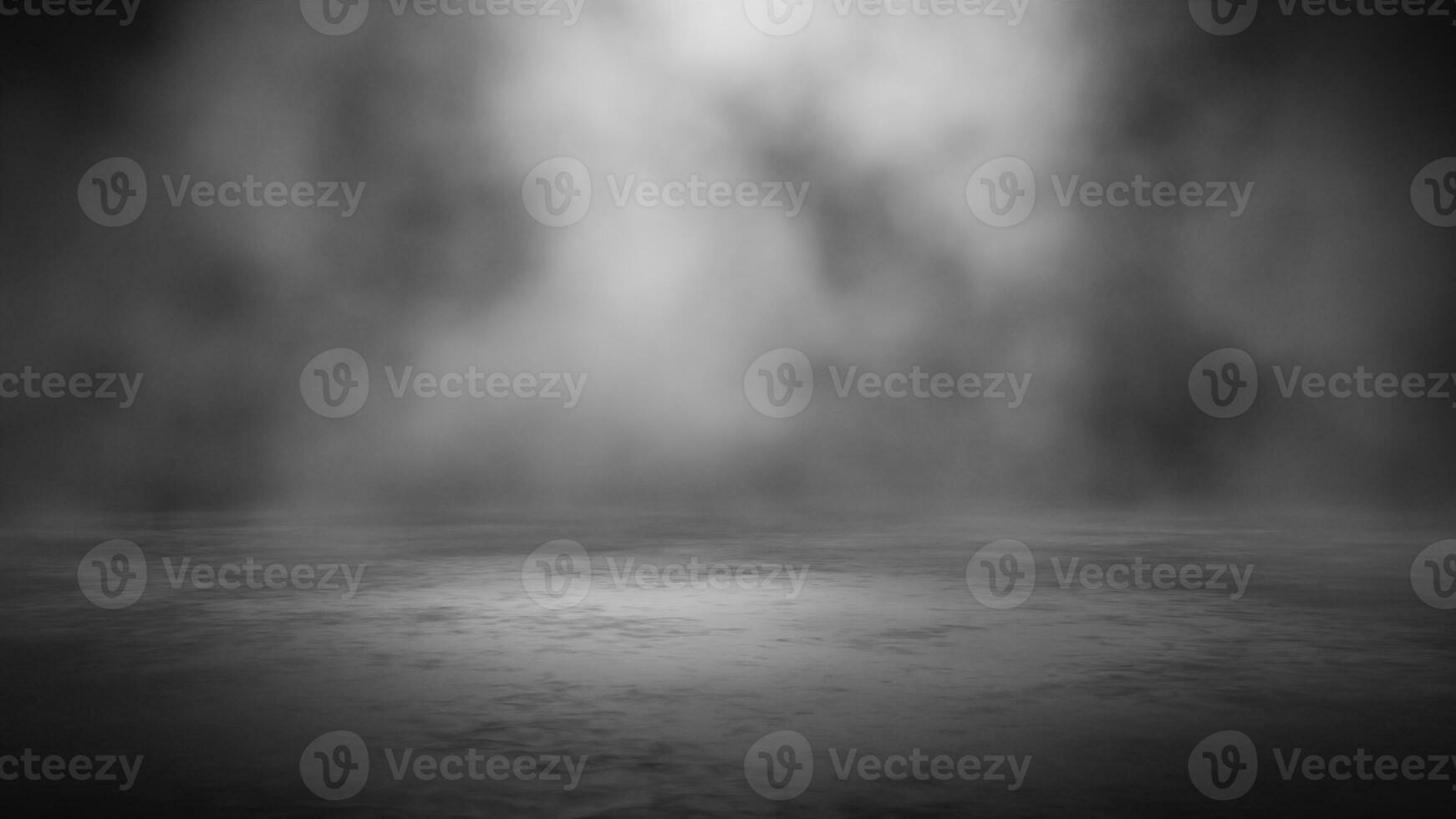 Empty dark abstract cement floor and studio room with smoke float up interior texture for display products wall background photo