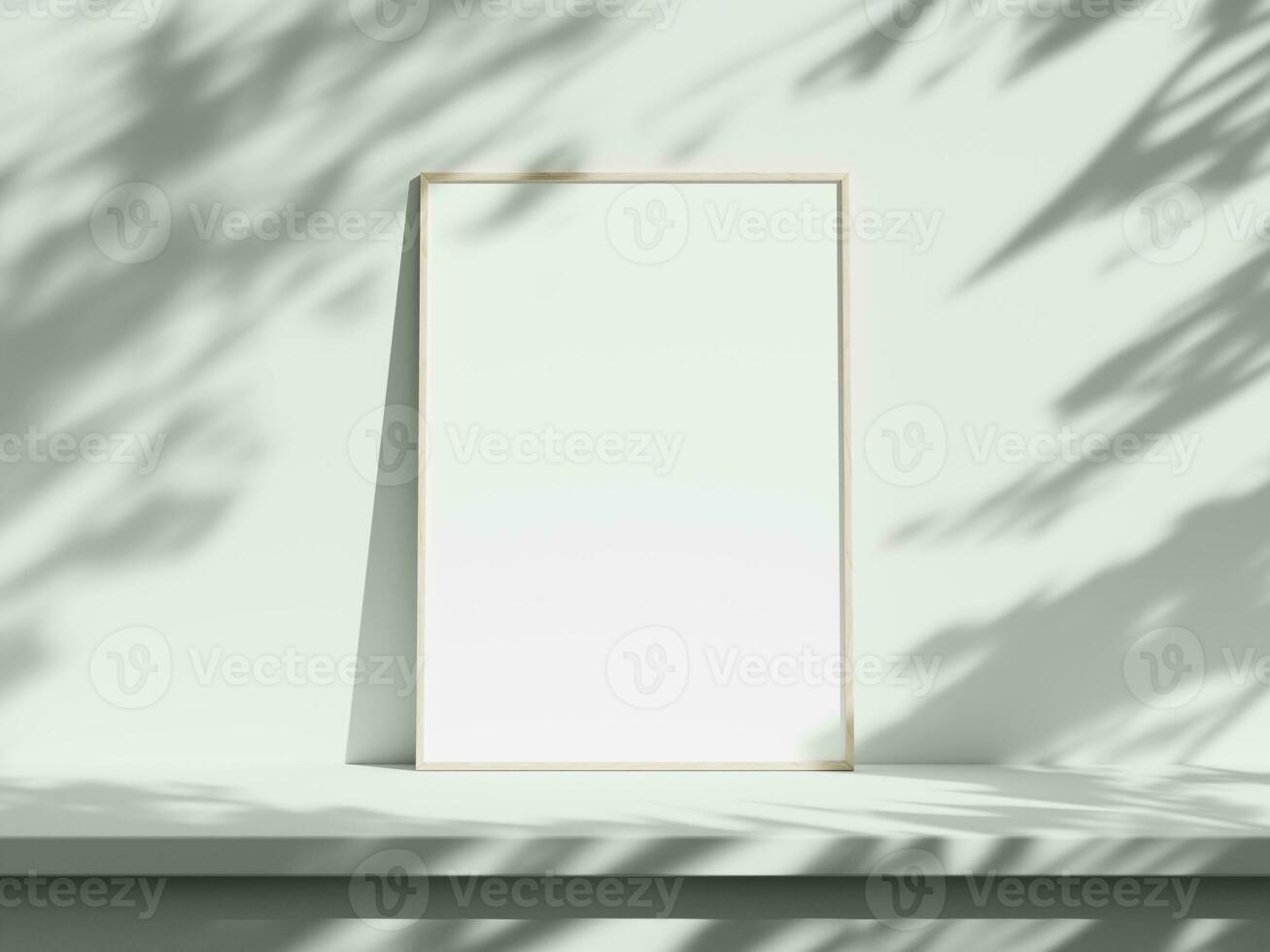 Home interior poster mock up with frame on white wall background photo
