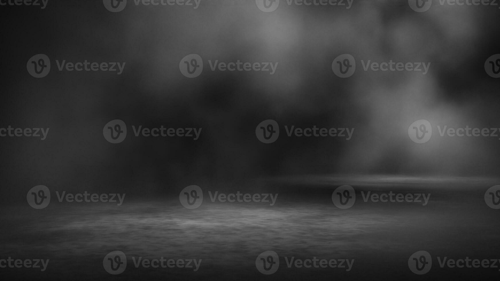 Empty dark abstract cement floor and studio room with smoke float up interior texture for display products wall background photo