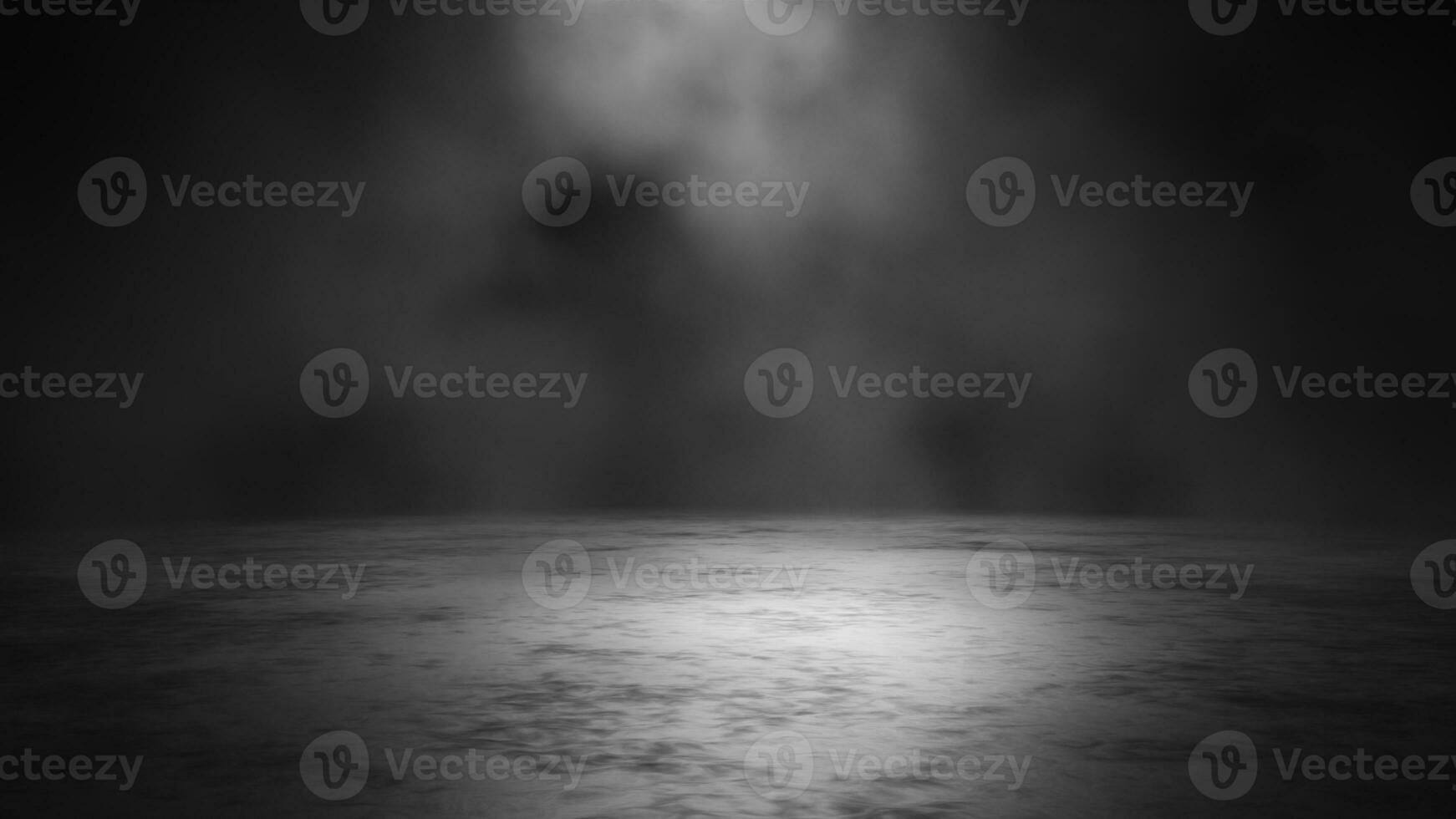 Empty dark abstract cement floor and studio room with smoke float up interior texture for display products wall background photo