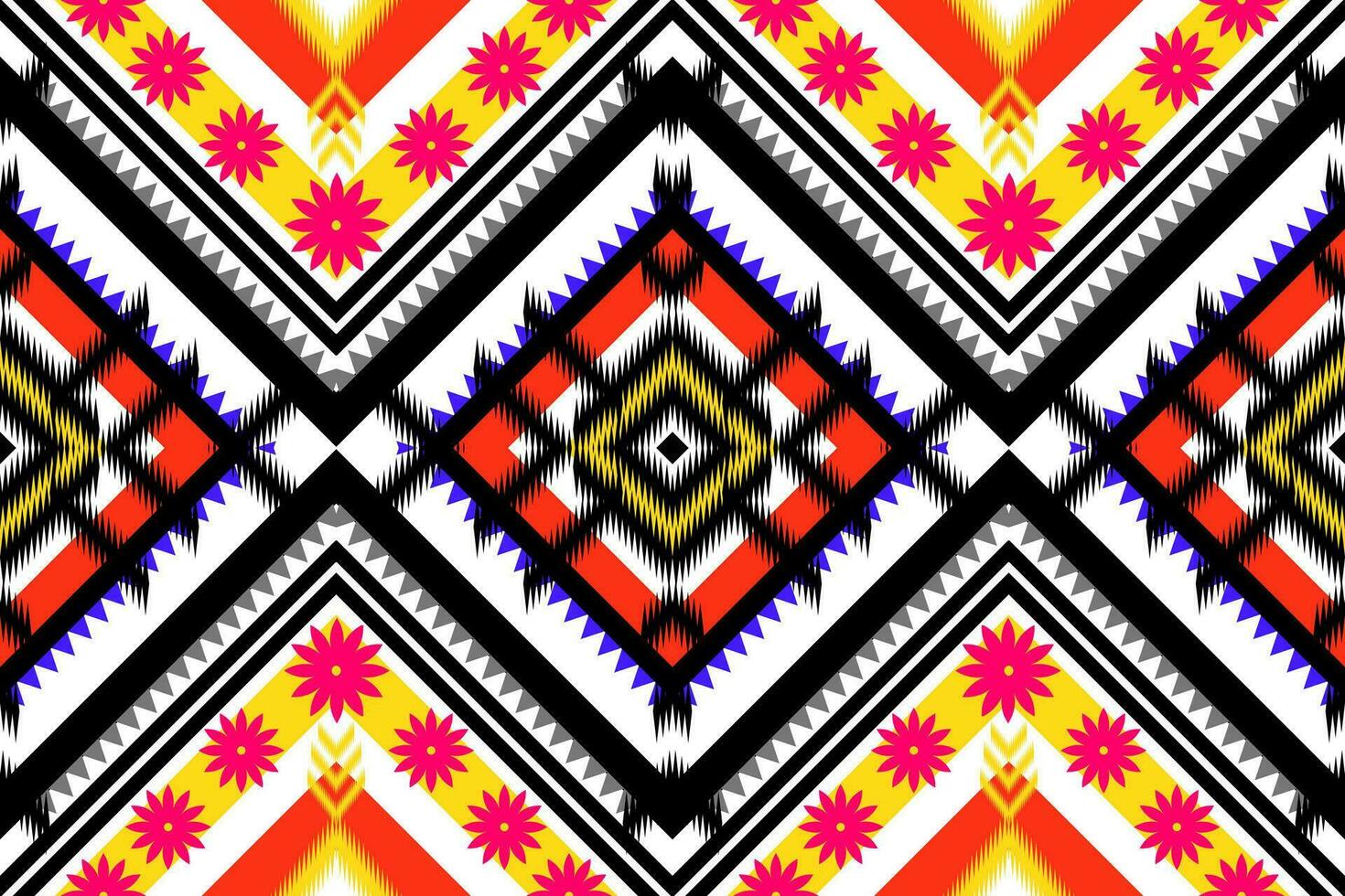 Seamless pattern with geometric abstract pattern elements. floral shape. Geometric shapes tribal abstract red yellow black white and design for textiles, print, bed sheets. vector