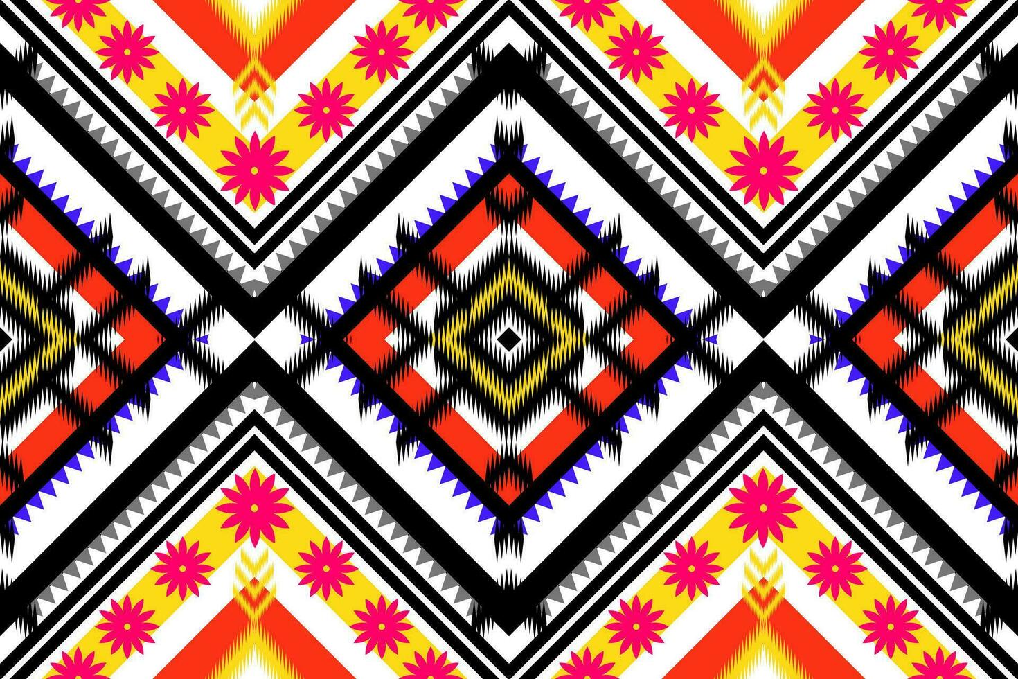 Seamless pattern with geometric abstract pattern elements. floral shape. Geometric shapes tribal abstract red yellow black white and design for textiles, print, bed sheets. vector