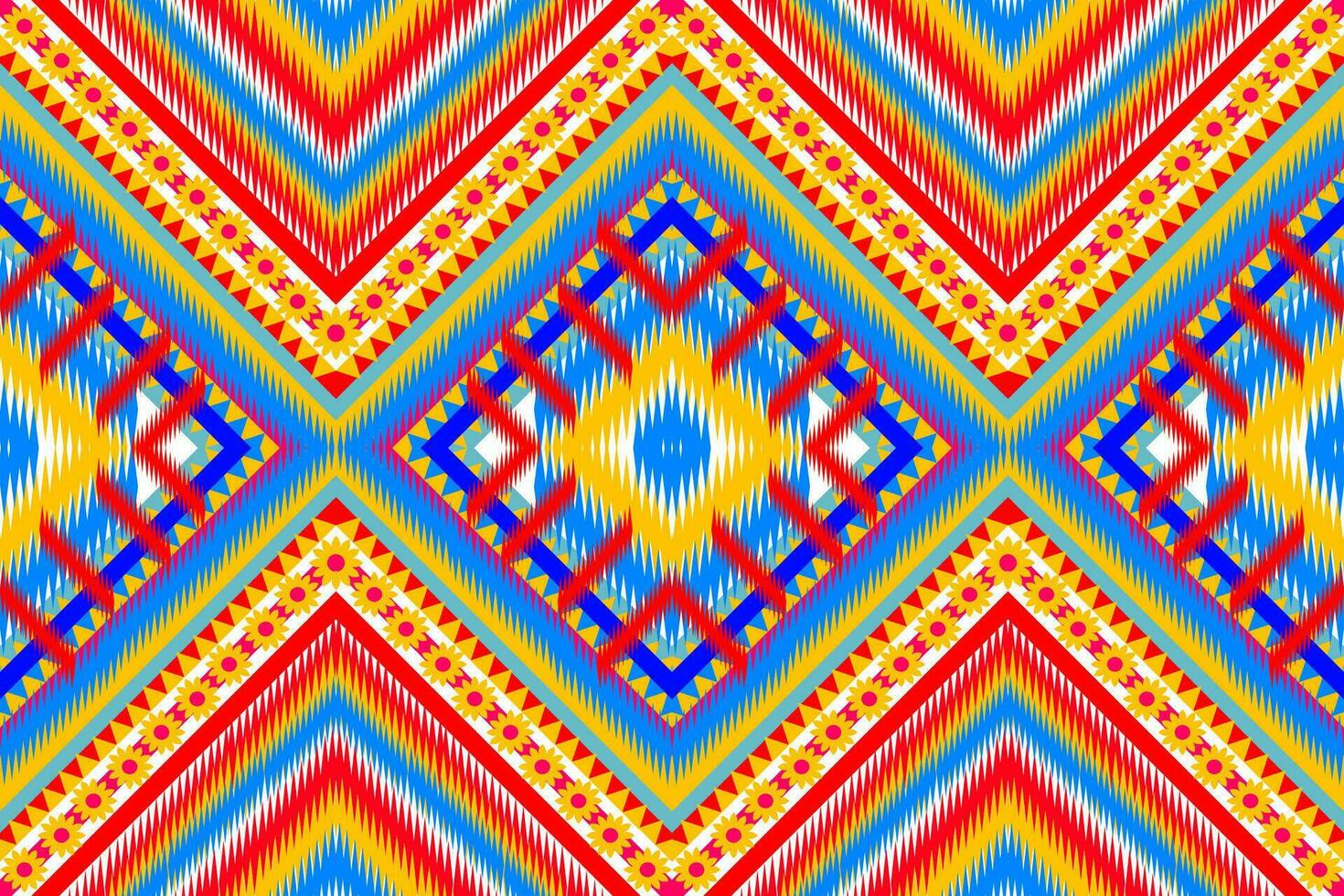 sin costura mano dibujado cheurón modelo con azteca étnico y tribal ornamento. vector oscuro y brillante colores boho Moda ilustración.