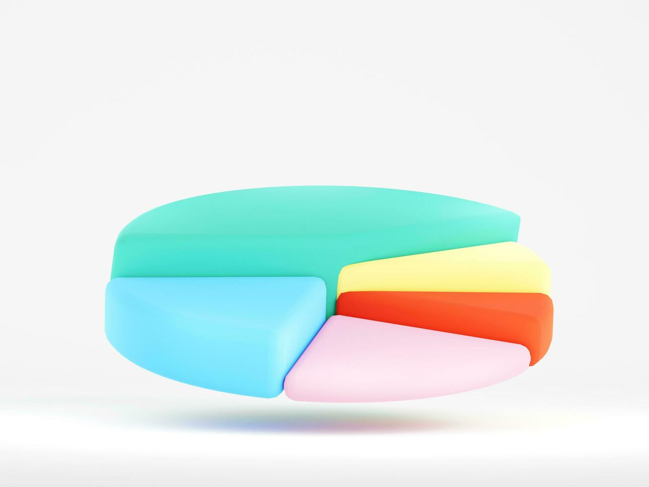 3D Multi-Color pie chart on white background. Business presentation. 3D Rendering. photo