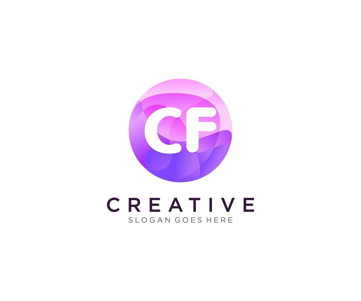 CF initial logo With Colorful Circle template vector. vector
