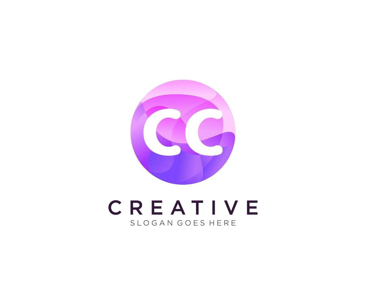CC initial logo With Colorful Circle template vector. vector