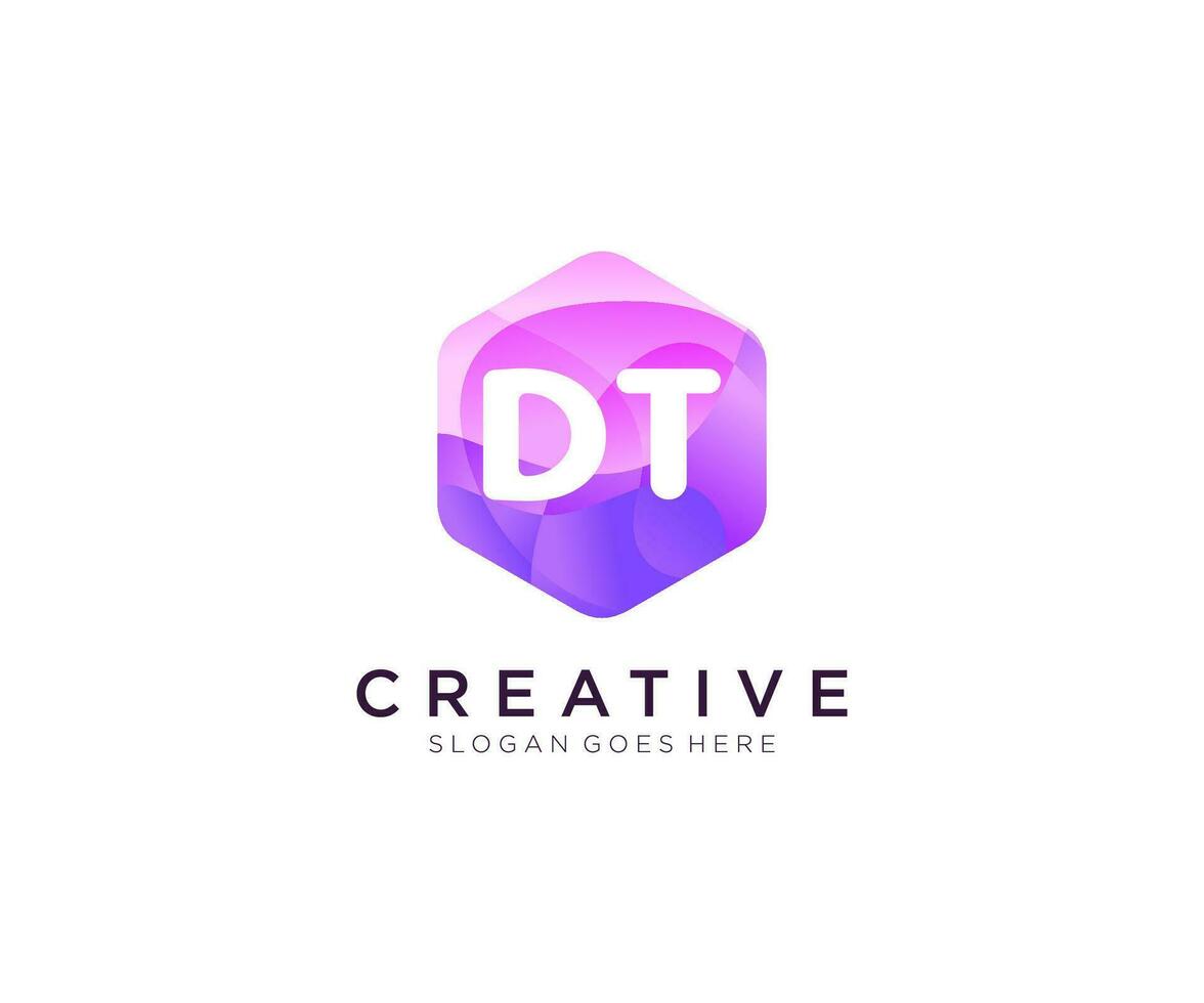 DT initial logo With Colorful Hexagon Modern Business Alphabet Logo template vector. vector