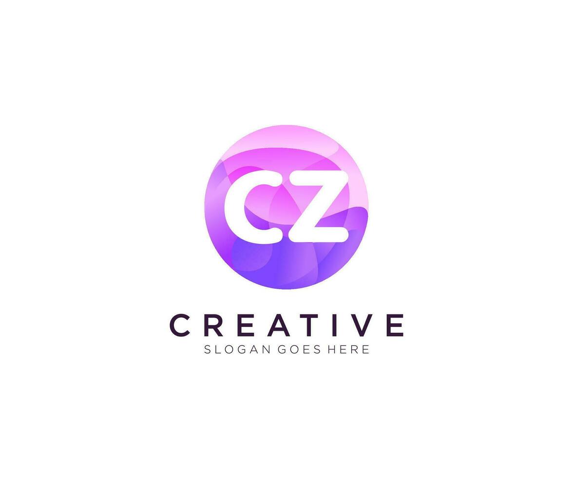 CZ initial logo With Colorful Circle template vector. vector