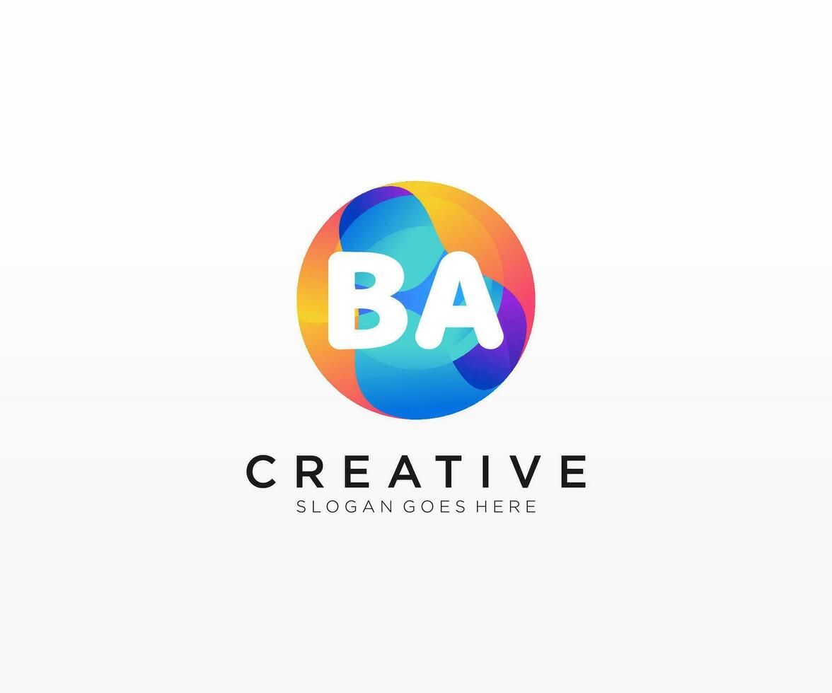 BA initial logo With Colorful Circle template vector. vector