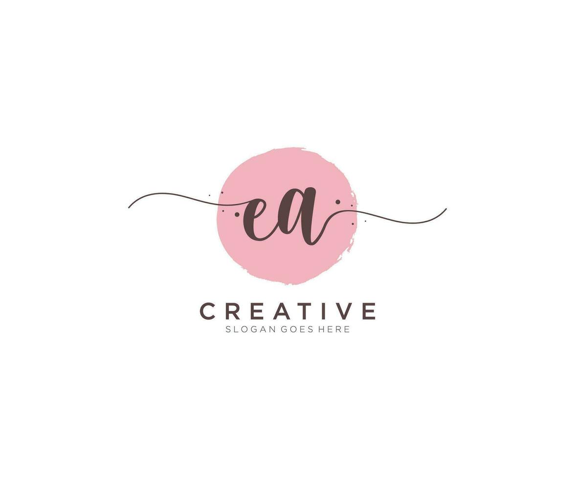 initial EA Feminine logo beauty monogram and elegant logo design, handwriting logo of initial signature, wedding, fashion, floral and botanical with creative template. vector