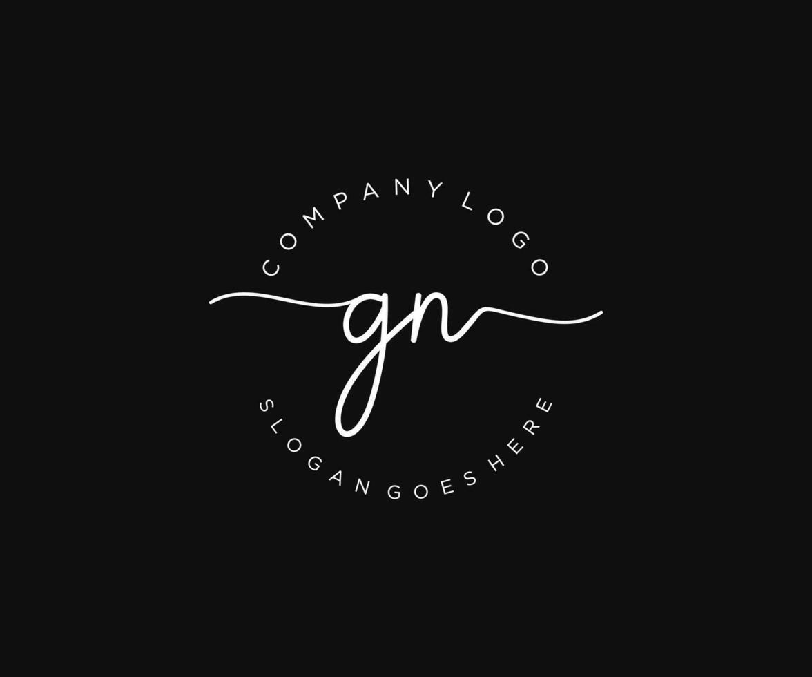 initial GN Feminine logo beauty monogram and elegant logo design, handwriting logo of initial signature, wedding, fashion, floral and botanical with creative template. vector