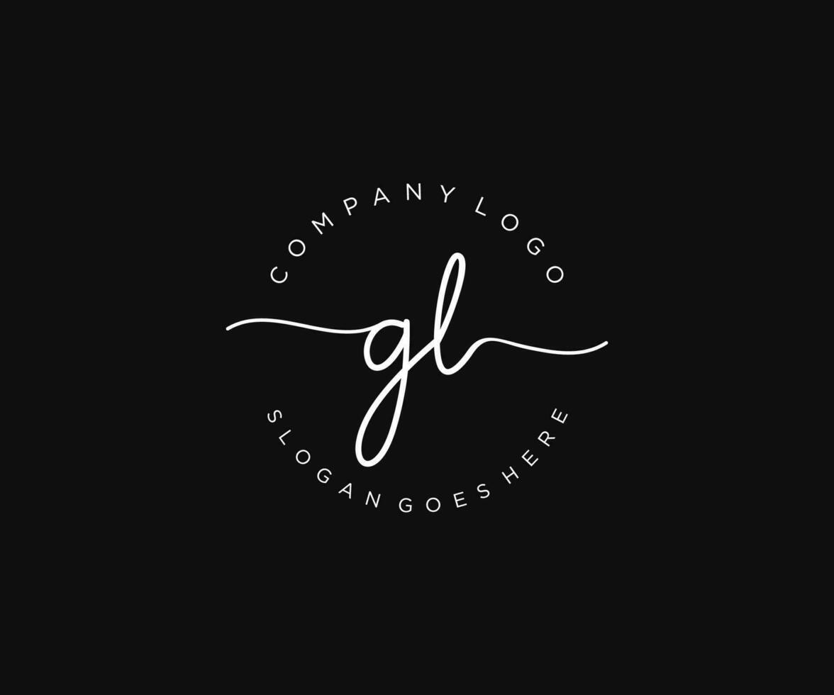 initial GL Feminine logo beauty monogram and elegant logo design, handwriting logo of initial signature, wedding, fashion, floral and botanical with creative template. vector