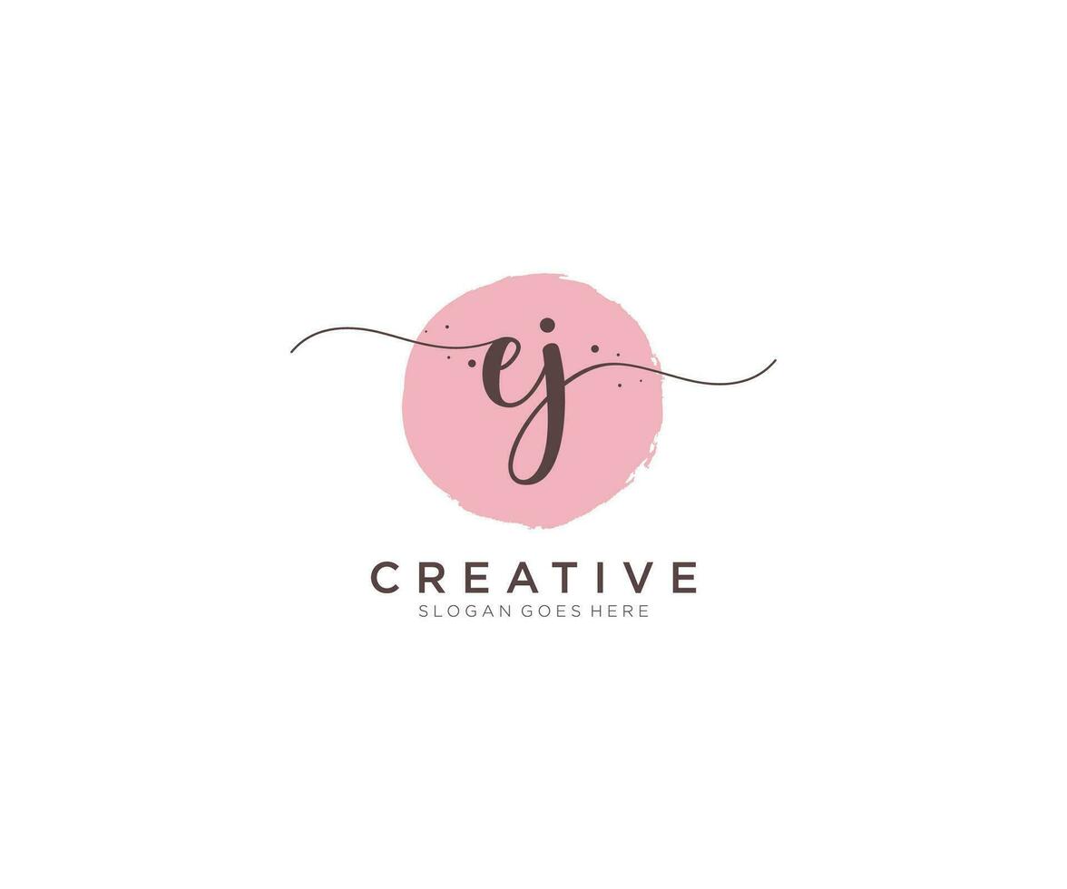 initial EJ Feminine logo beauty monogram and elegant logo design, handwriting logo of initial signature, wedding, fashion, floral and botanical with creative template. vector
