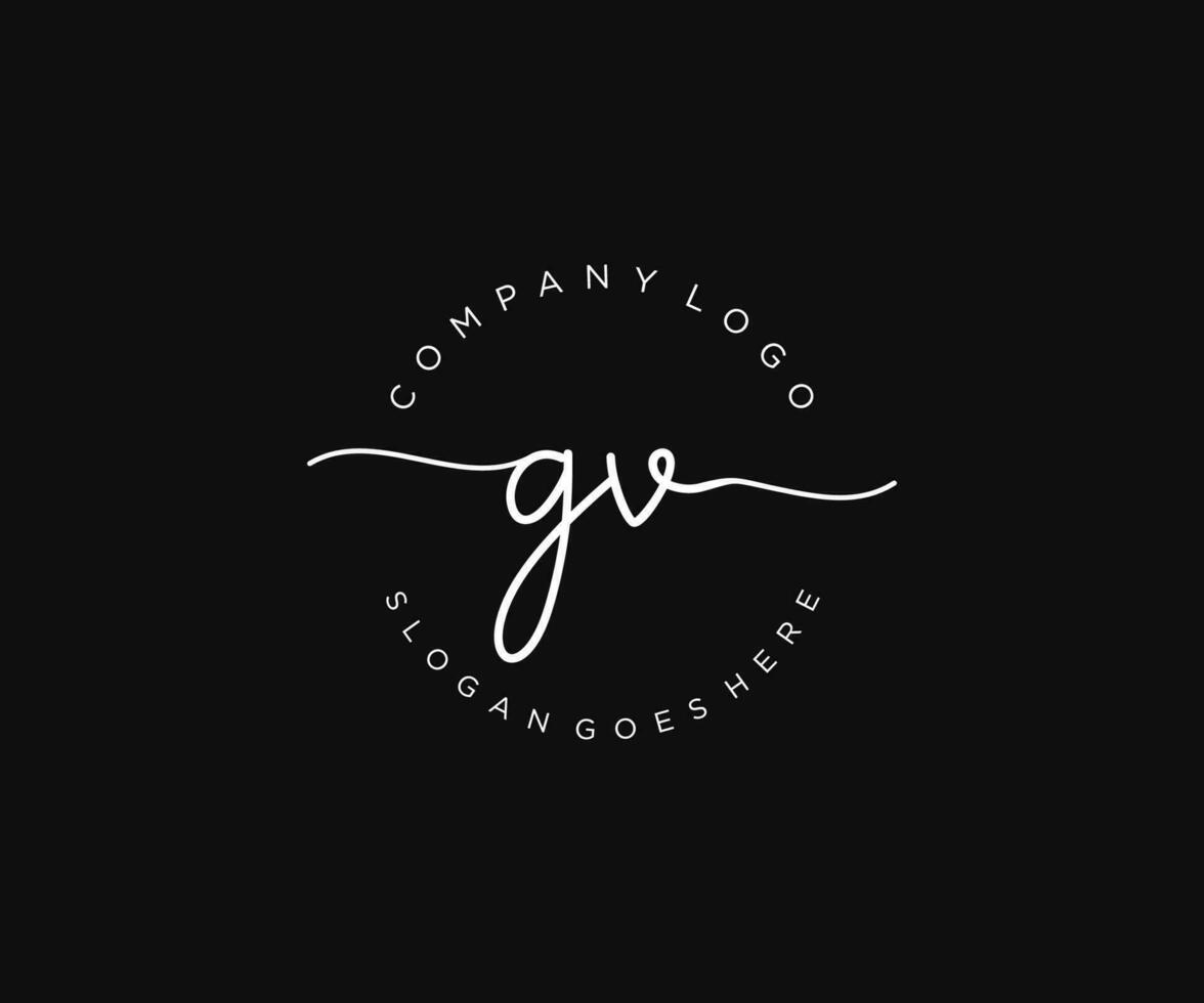 initial GV Feminine logo beauty monogram and elegant logo design, handwriting logo of initial signature, wedding, fashion, floral and botanical with creative template. vector