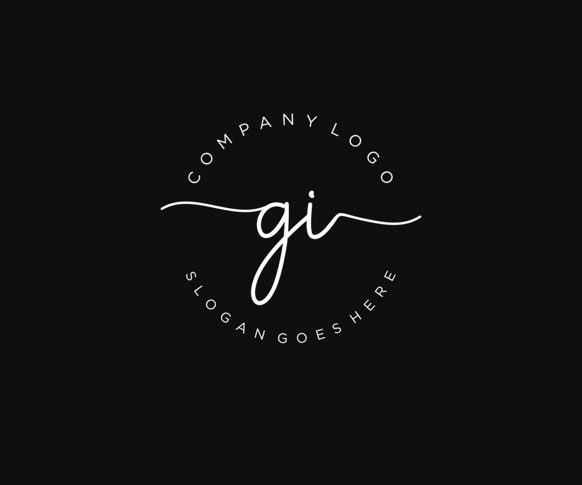 initial GI Feminine logo beauty monogram and elegant logo design, handwriting logo of initial signature, wedding, fashion, floral and botanical with creative template. vector