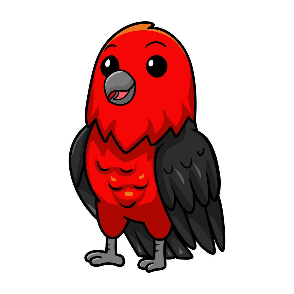 Cute scarlet tanager bird cartoon vector