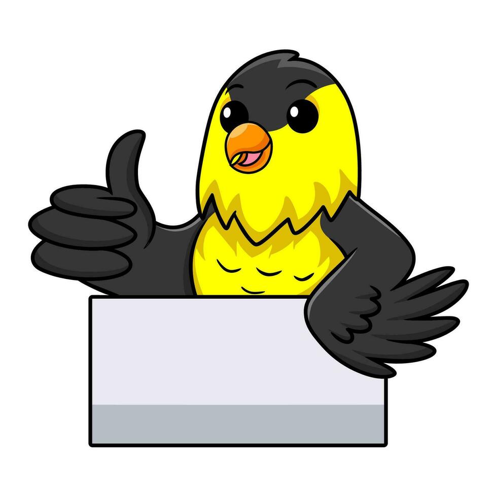 Cute common backyard bird cartoon giving thumb up vector