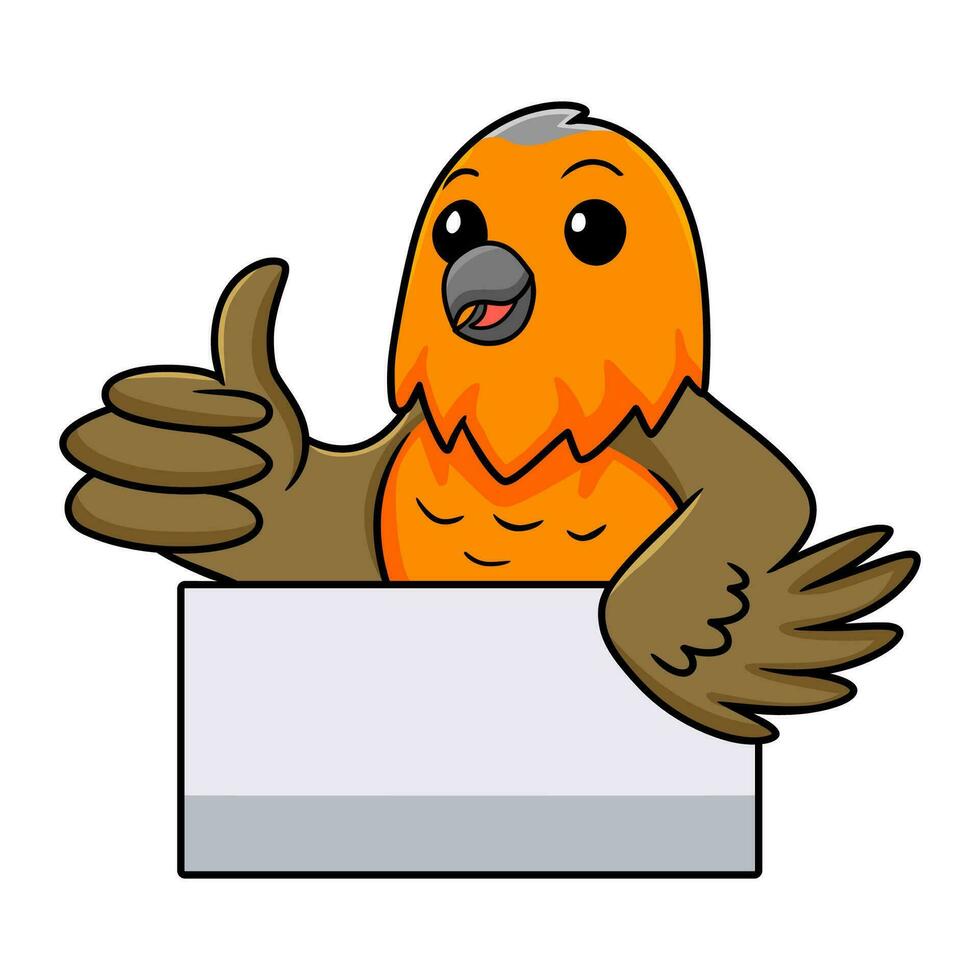 Cute bird cartoon giving thumb up vector