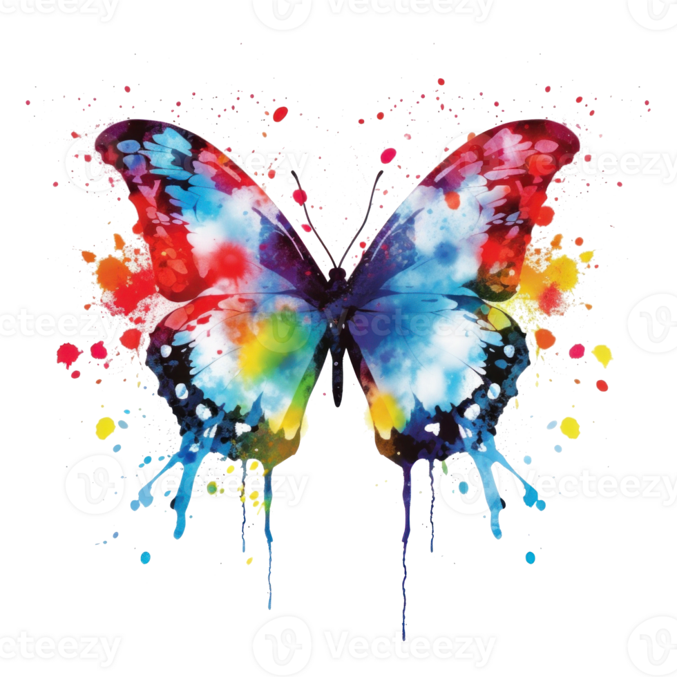 painted butterfly with splash. Illustration AI Generative png