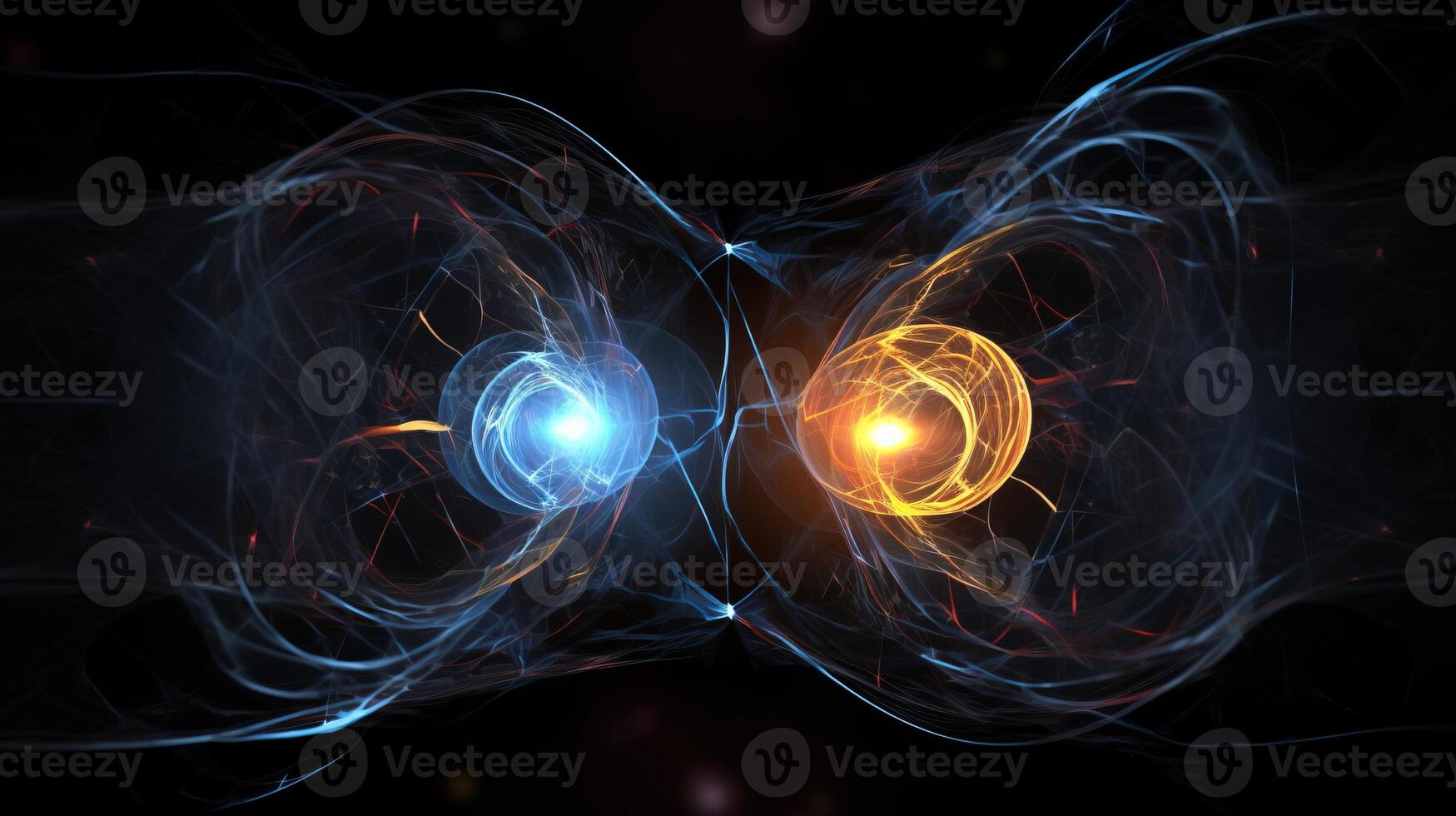 Quantum entanglement, scientific technology abstract concept. . photo