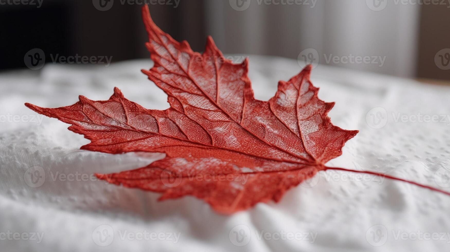 Canada Independence Day. Red maple leaf on a white background, close-up. . photo