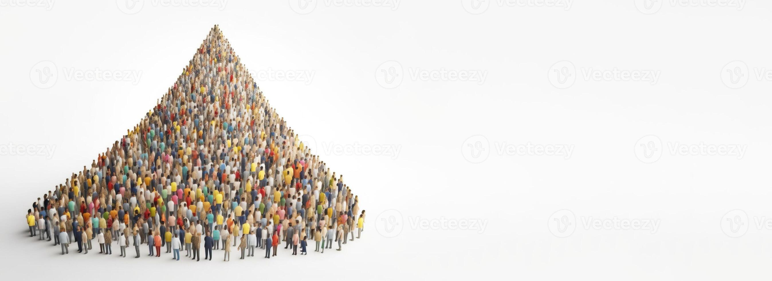 World Population Day. Group of different people, white background. AI generated. photo