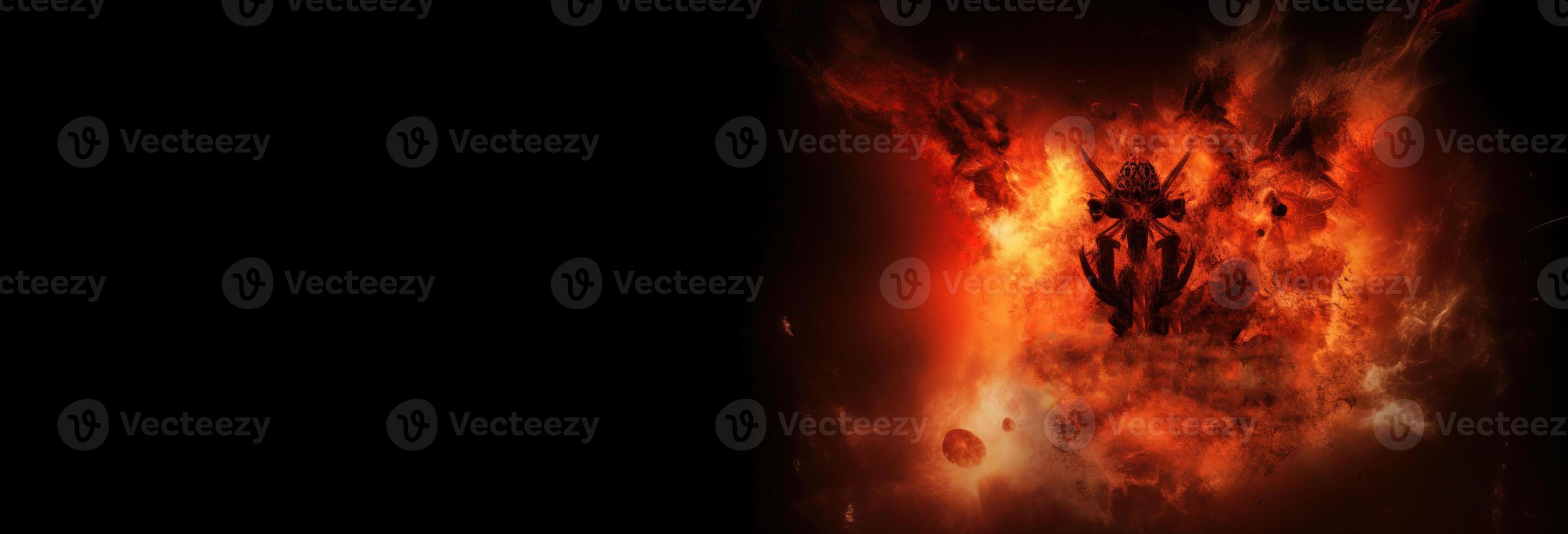 Religious concept of fiery hell. Flaming background of demonic evil. . photo