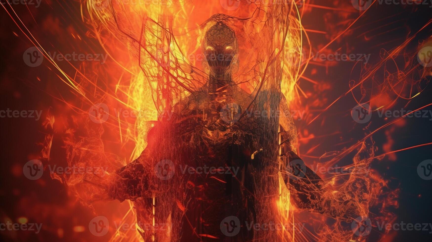 Apocalyptic religious hell monster, demon. End of the world, Armageddon of evil. . photo