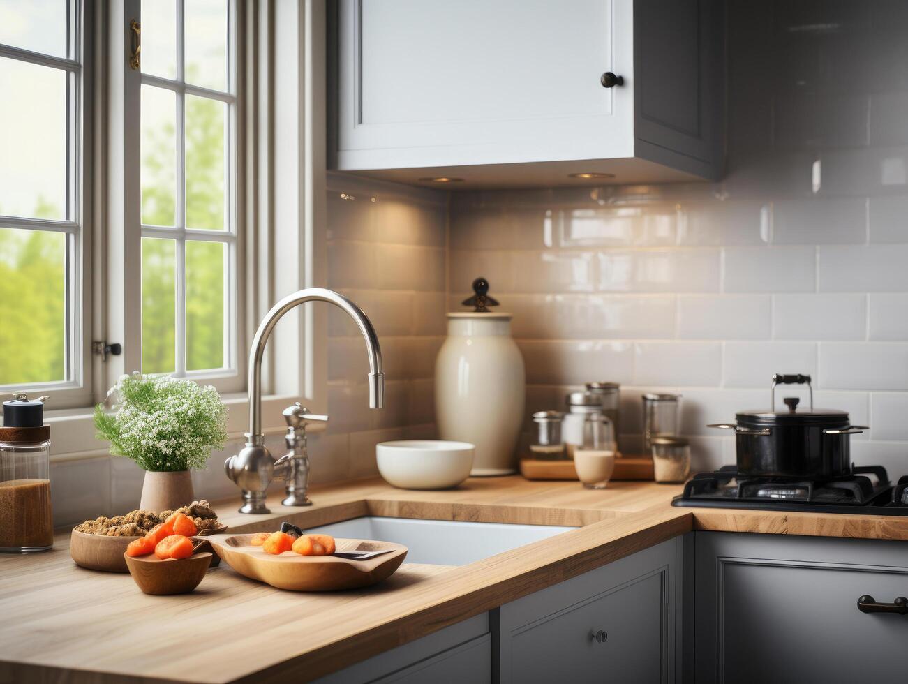 Mockup Poster Frame In Kitchen Interior Background , photo