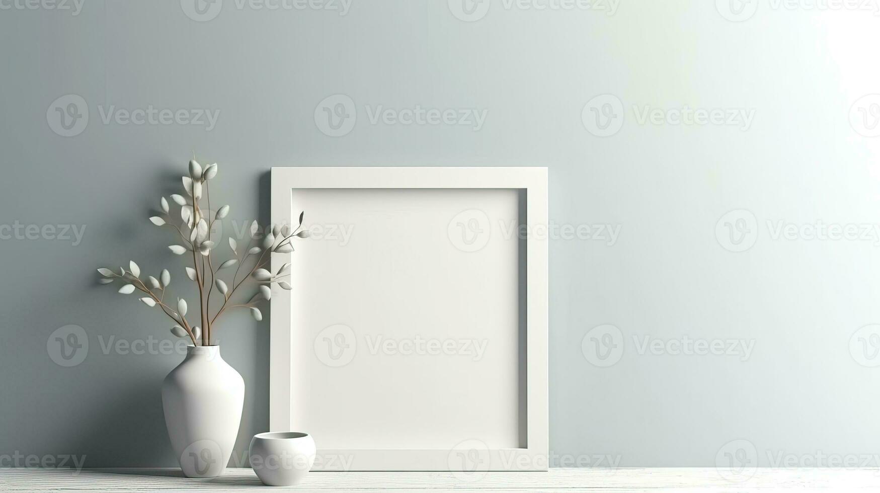 Poster mockup in modern interior background 3d, Generative Ai photo