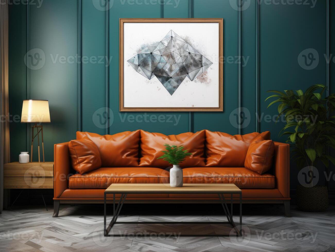 Mockup Frame Close Up In Dark Farmhouse Living Room , Mockups Design 3D, High-quality Mockups, photo