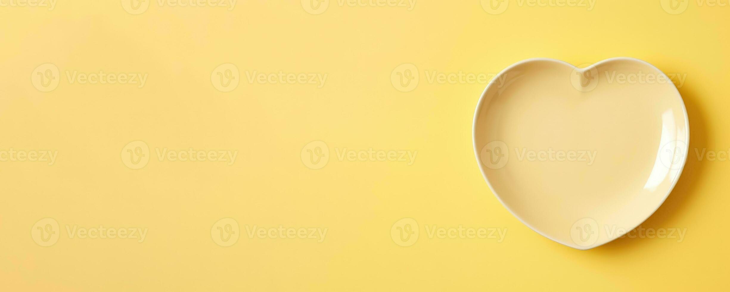 Vivid heart plate isolated on background with a copy space, top view photo