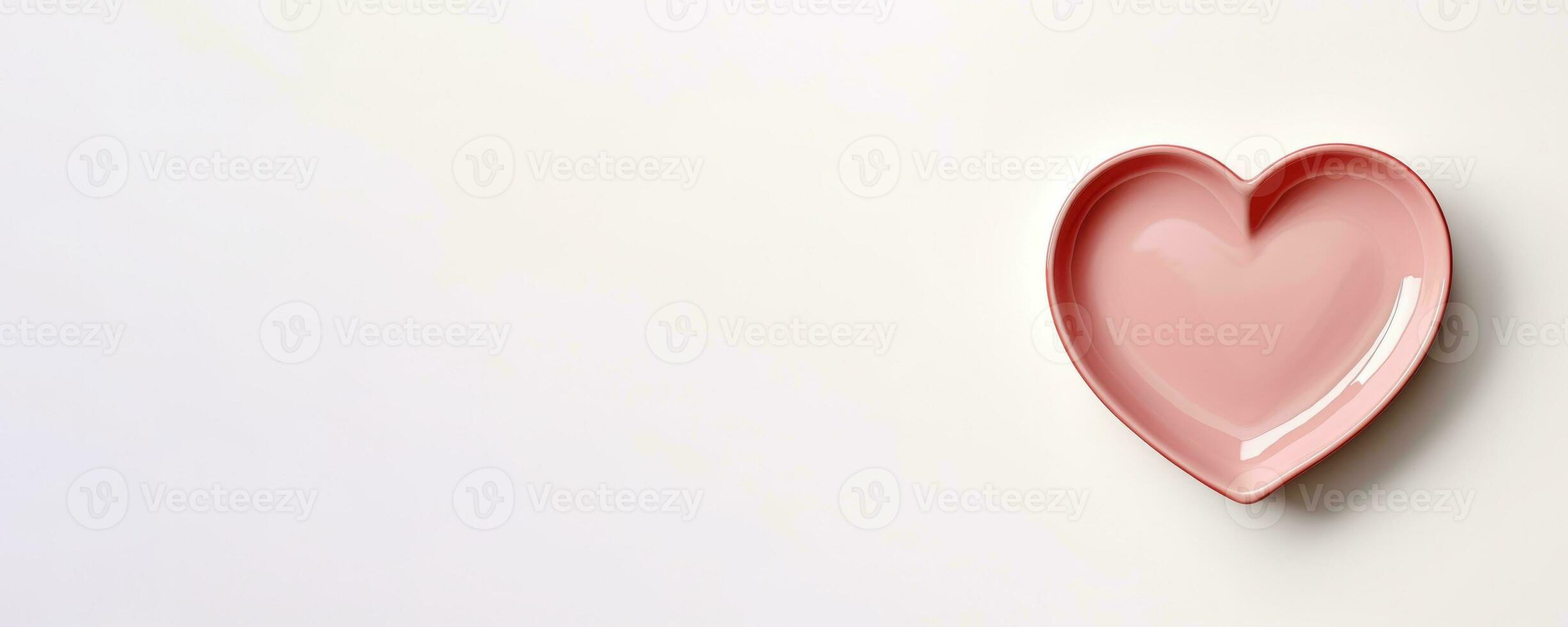 Vivid heart plate isolated on background with a copy space, top view photo