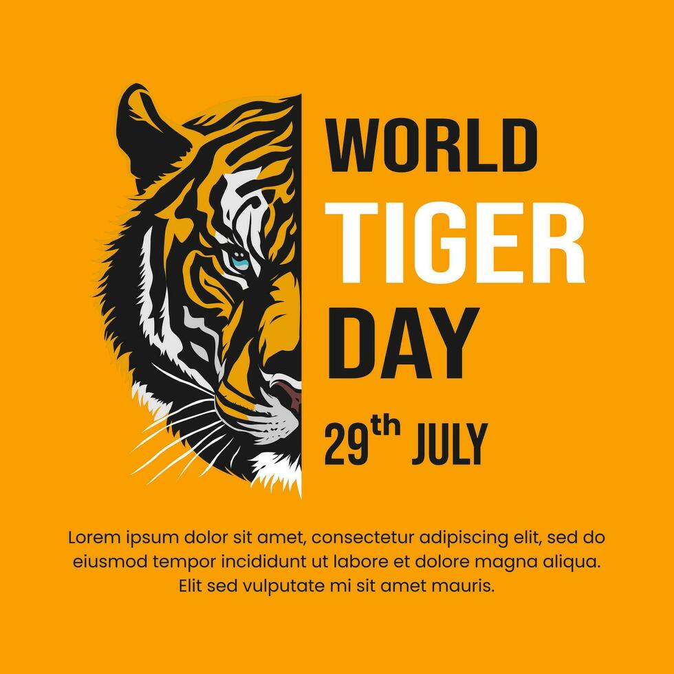 Vector graphic of half tiger head illustration with copy space area suitable for international tiger day celebration