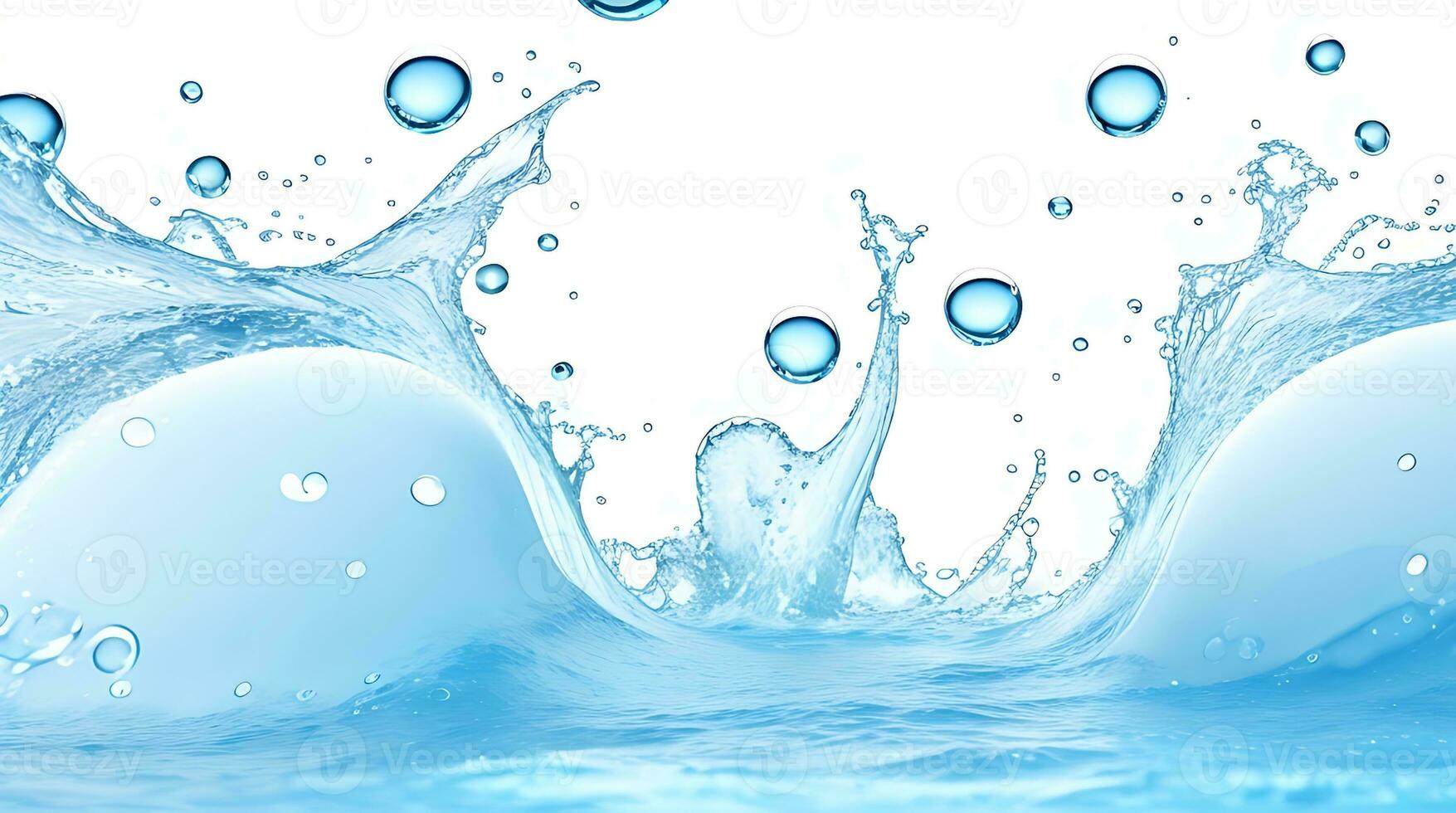 Background image of moving water in waves bubbles on white background photo