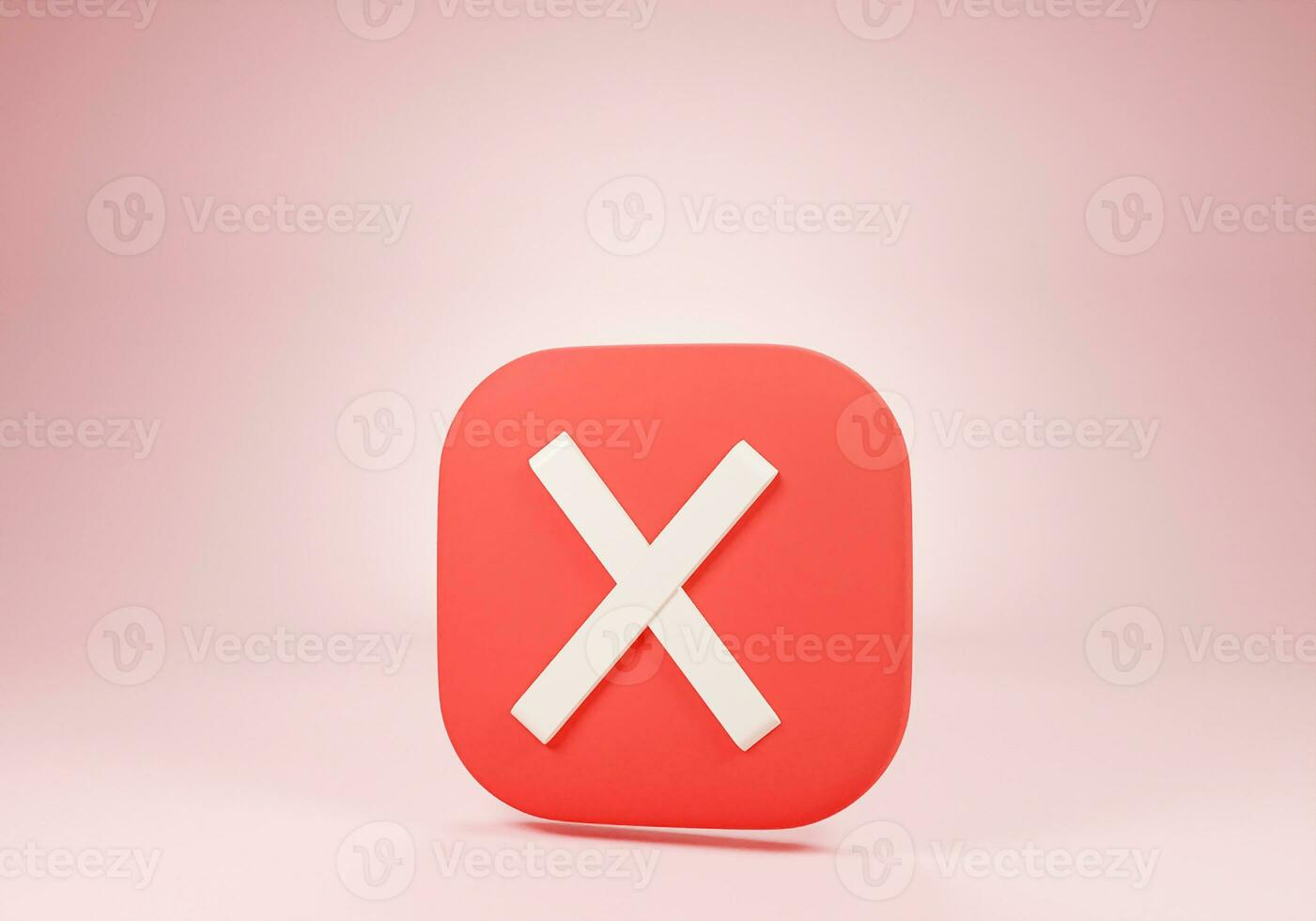 3d render of cross mark icon with pink background photo