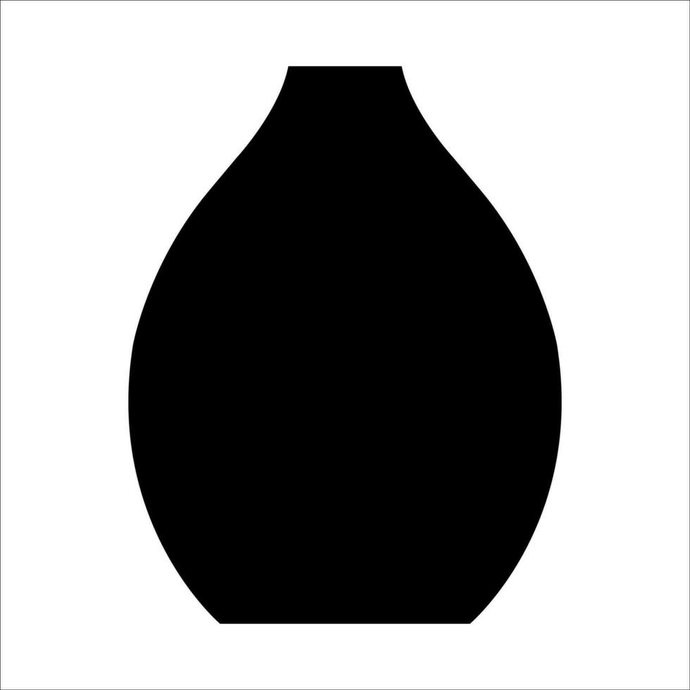 Black vector illustration of modern ceramic vase. Single element in trendy boho style isolated on white background
