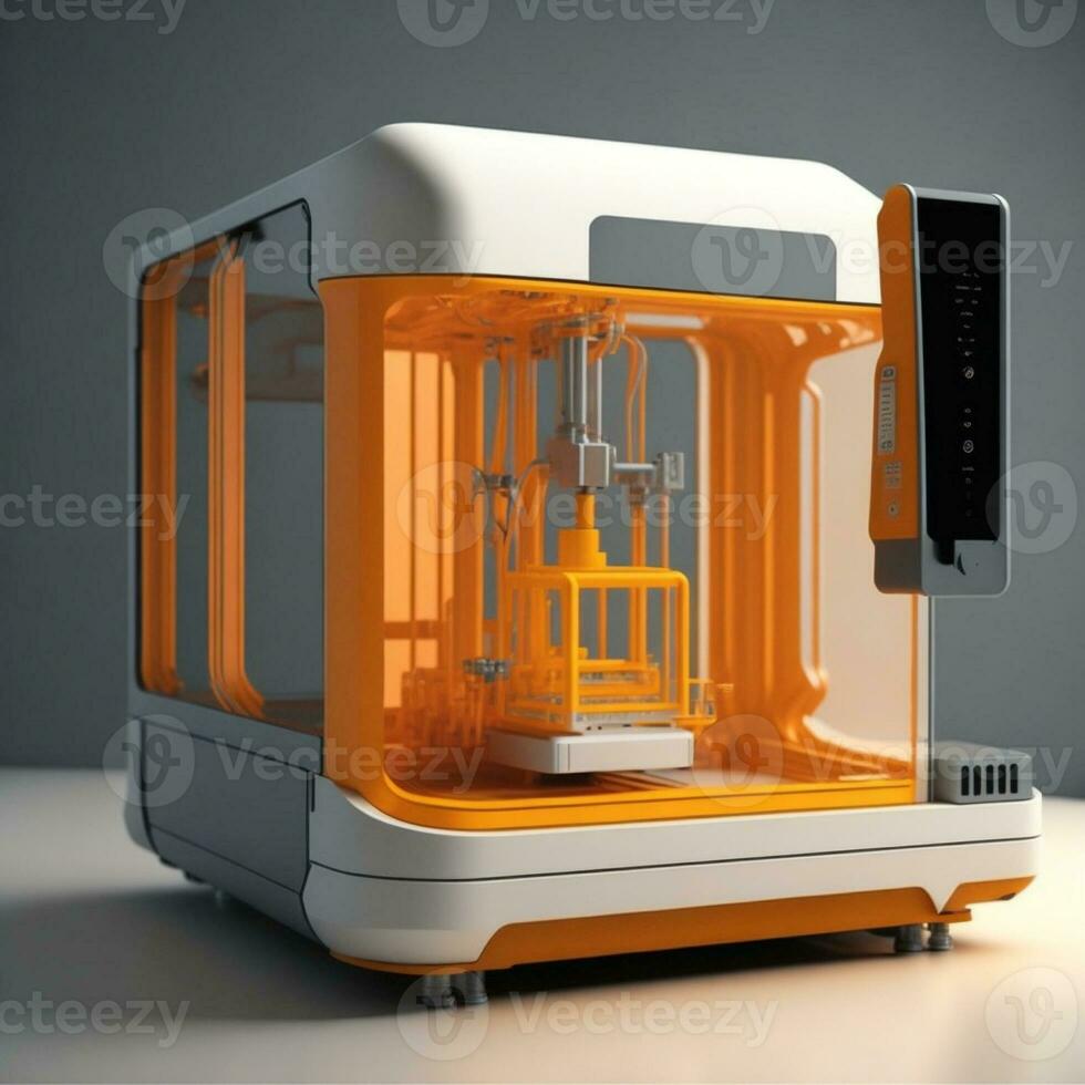 Realistic white 3d printer square shape photo
