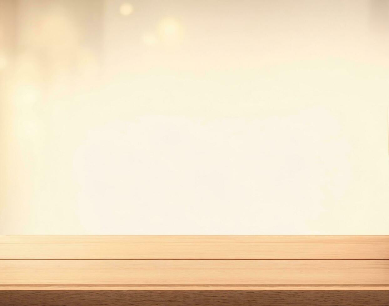 Empty wooden table looking out to a brown background photo