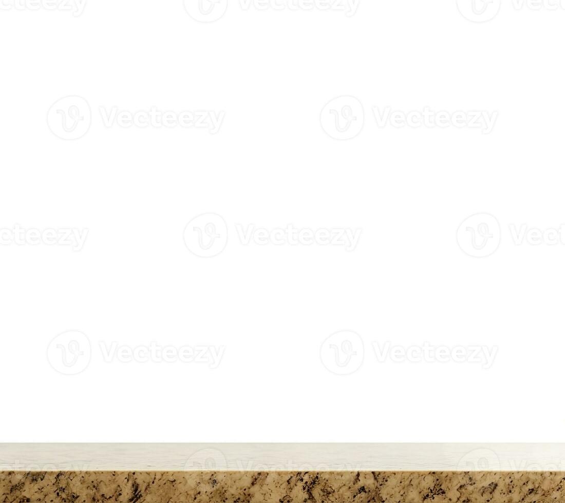 Empty marble table top isolated on white background photo