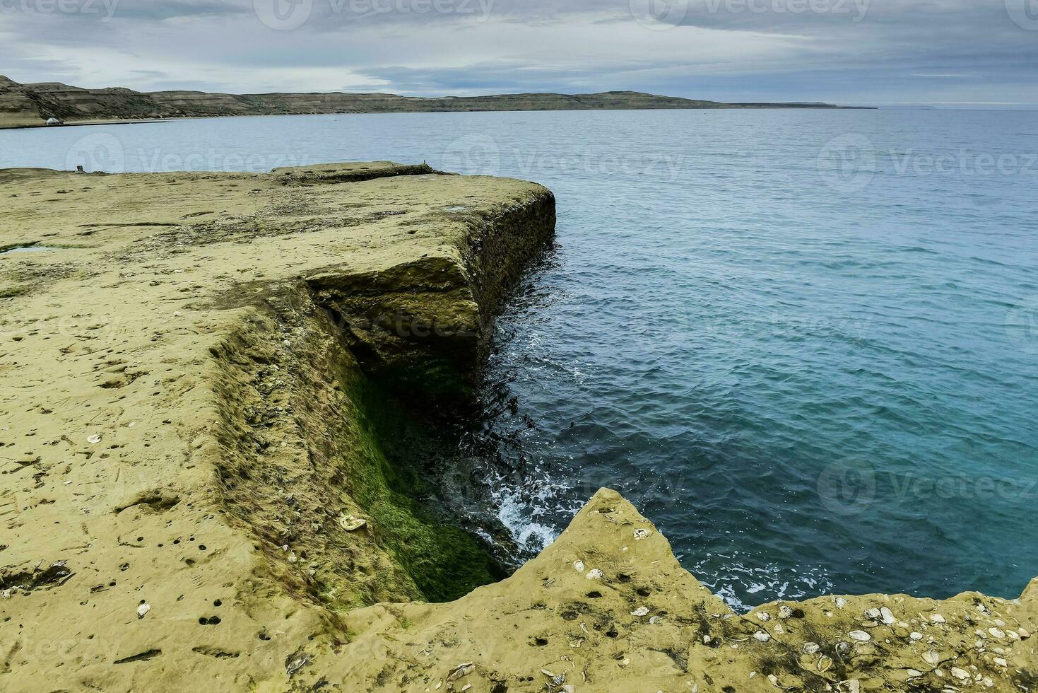 Coastal landscape with cliffs in Peninsula Valdes, World Heritage Site, Patagonia Argentina photo