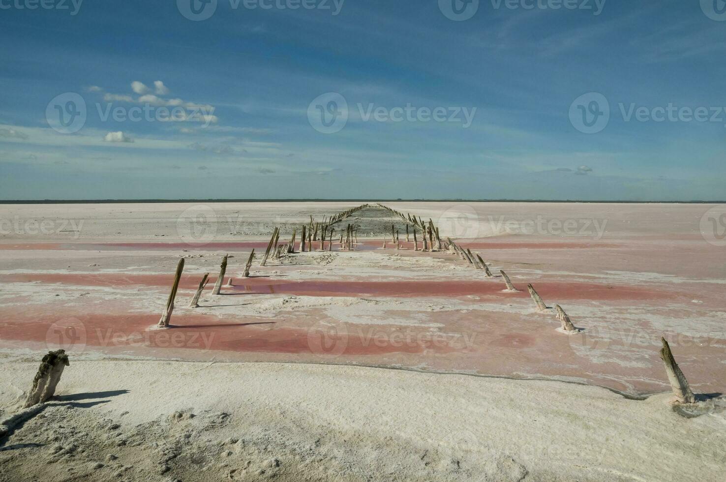 Historical remains of old salt exploitation, Salinas Grande, La Pampa, Argentina. photo