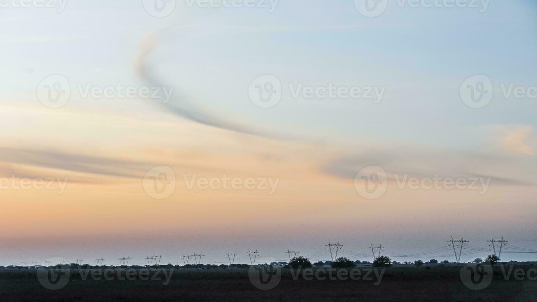Rural sunset landscape, Buenos Aires province , Argentina photo
