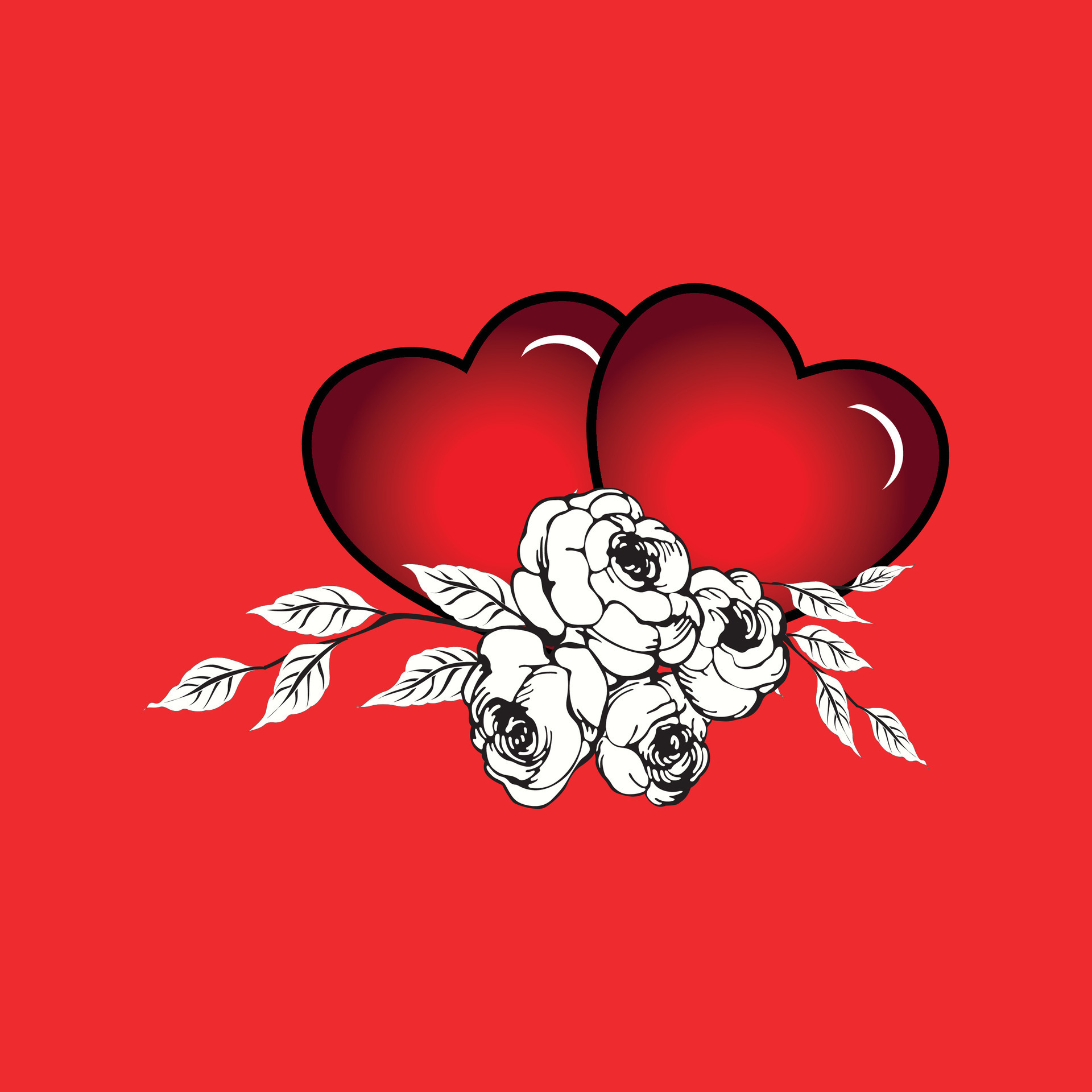 beautiful rose and heart love icon - heart symbol, valentine day