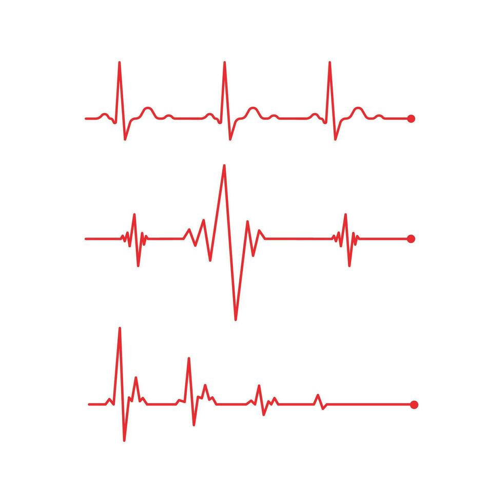 Red heartbeat line icon on white background. Pulse Rate Monitor. Vector illustration.