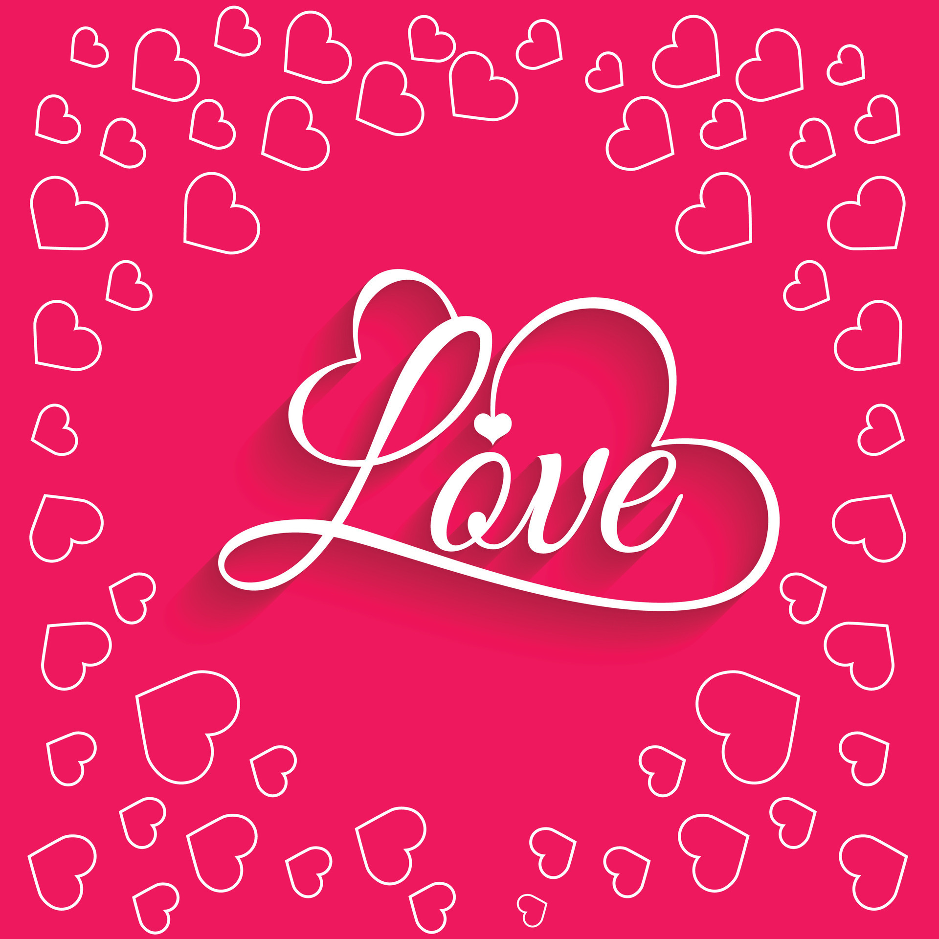 Banner lettering, love, pink background. Romantic inscription on St
