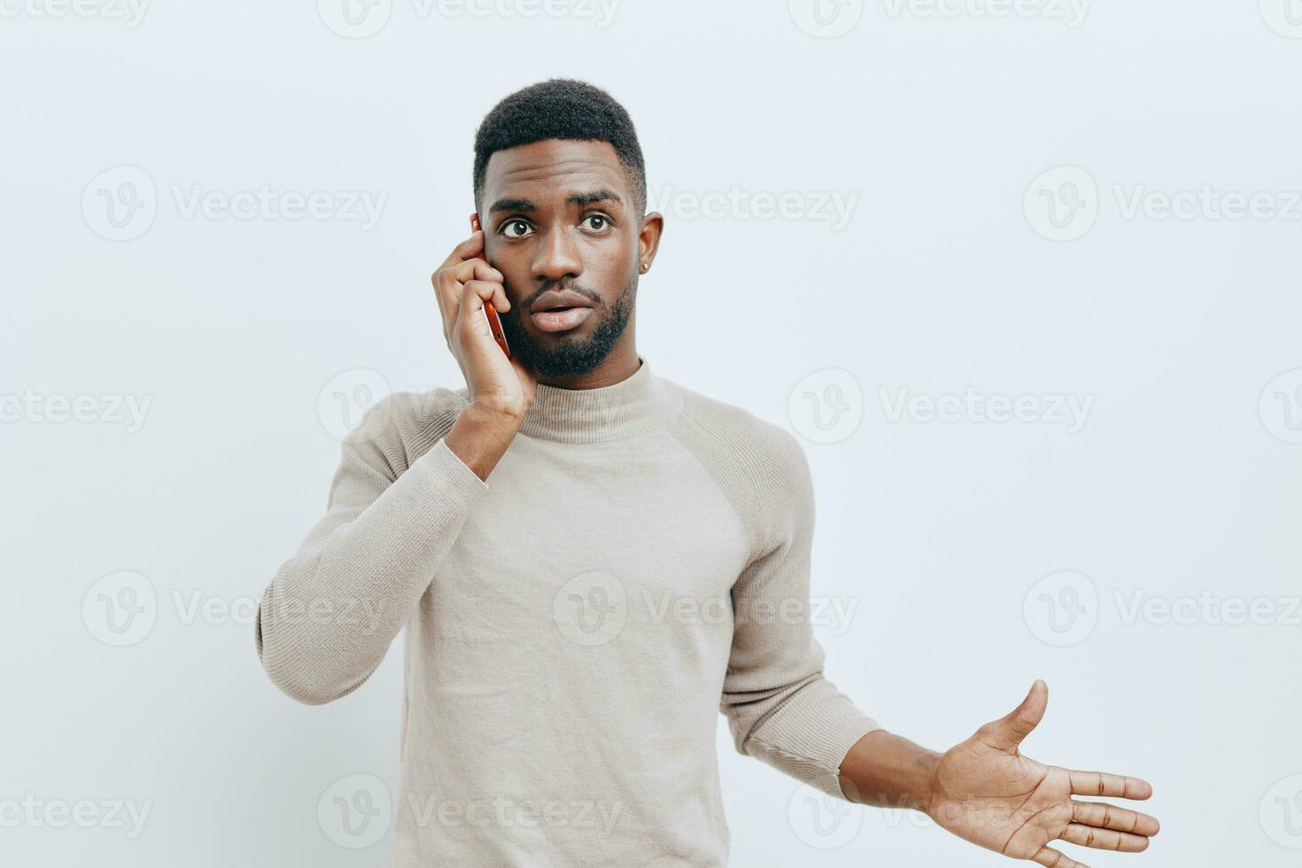 phone man businessman technology happy young mobile african internet black smile photo