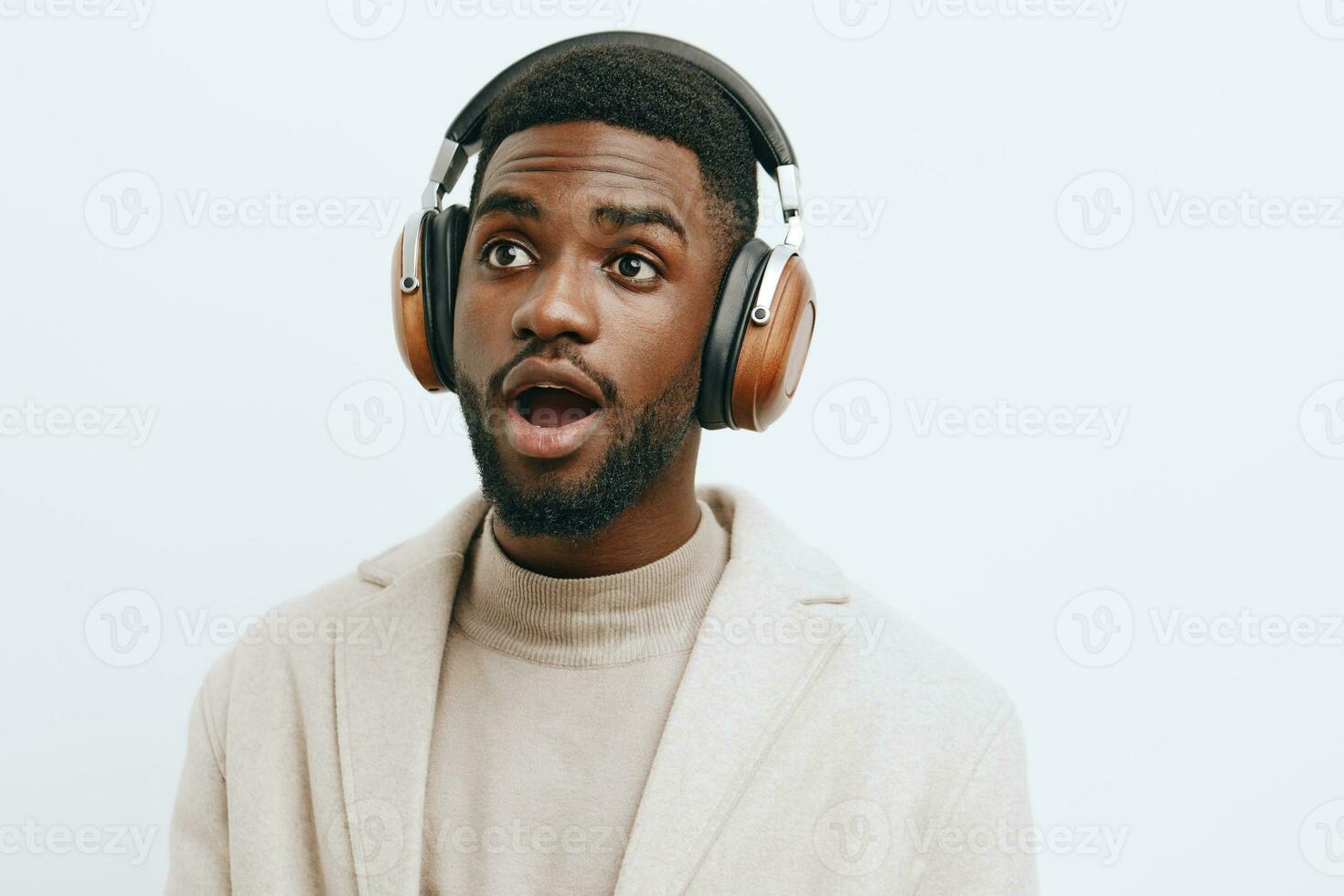 antecedentes hombre masculino retrato Moda americano DJ negro auriculares gris música africano chico foto