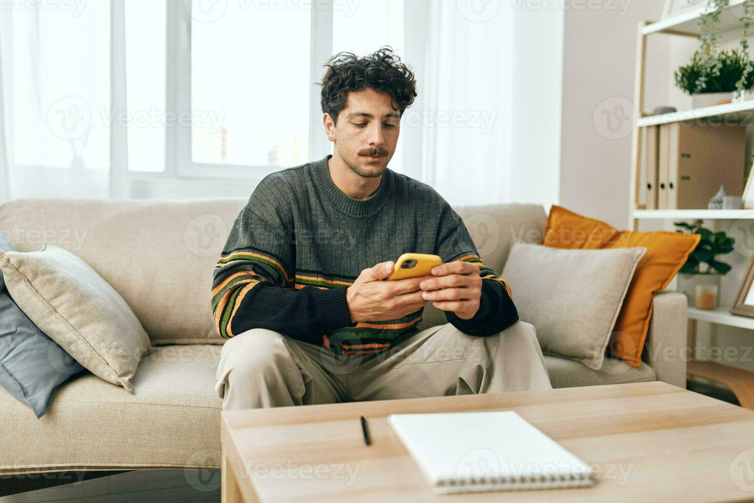 Man typing home message lifestyle phone photo