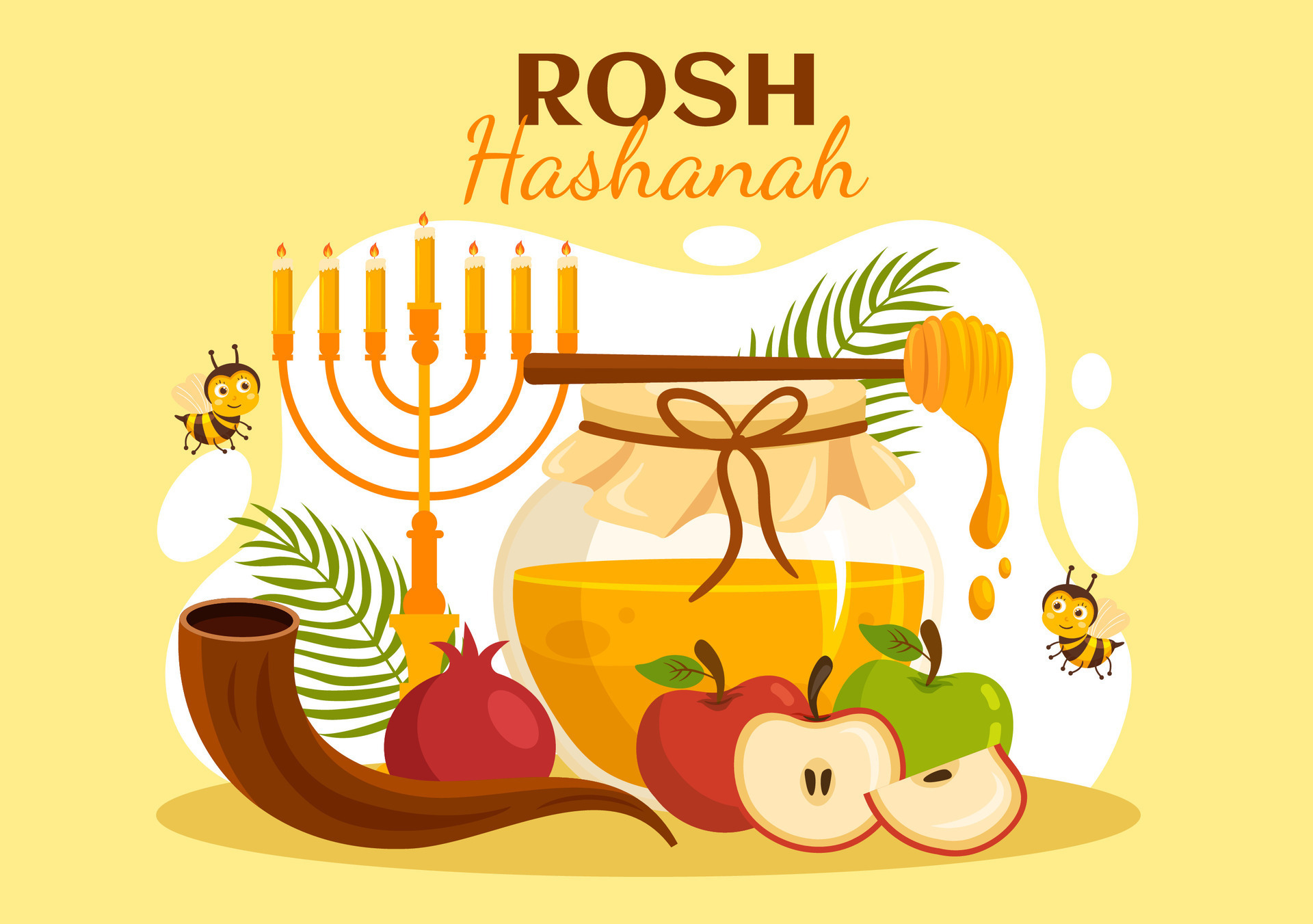 contento rosh hashaná vector ilustración de judío nuevo año fiesta con